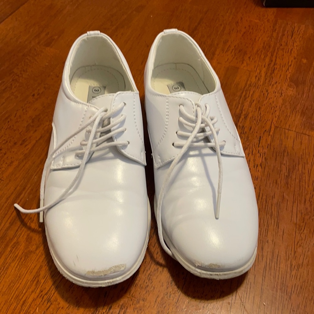 Boys’ white formal shoes